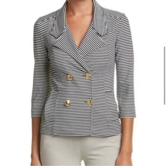 Cabi "Life Jacket" Nautical Navy and White
Striped Double-Breasted Blazer - Picture 2 of 11